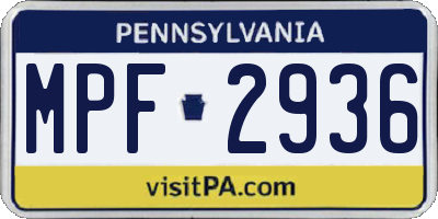 PA license plate MPF2936