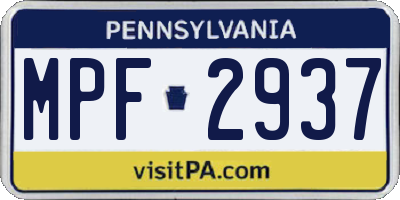 PA license plate MPF2937