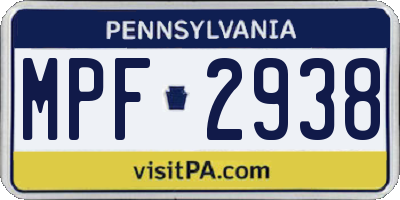PA license plate MPF2938