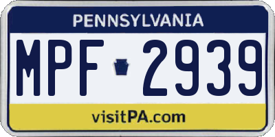 PA license plate MPF2939