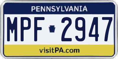 PA license plate MPF2947
