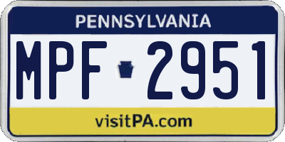 PA license plate MPF2951