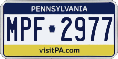 PA license plate MPF2977