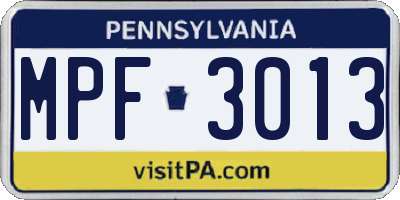 PA license plate MPF3013
