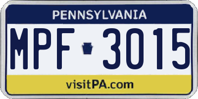 PA license plate MPF3015