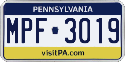 PA license plate MPF3019