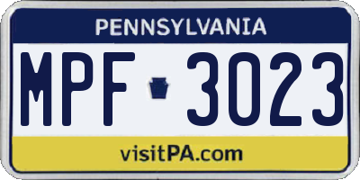 PA license plate MPF3023