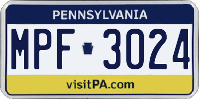 PA license plate MPF3024
