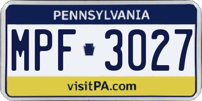 PA license plate MPF3027