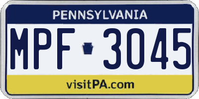PA license plate MPF3045