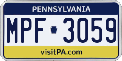PA license plate MPF3059