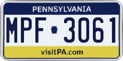 PA license plate MPF3061