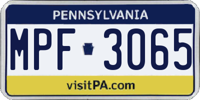 PA license plate MPF3065