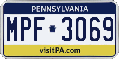 PA license plate MPF3069