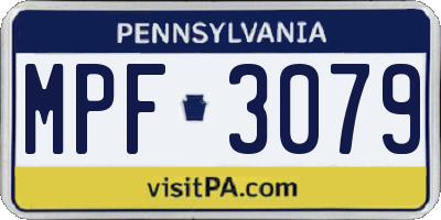 PA license plate MPF3079