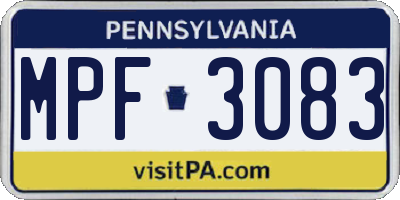 PA license plate MPF3083