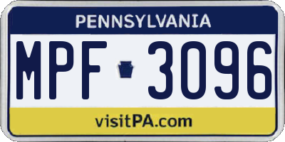 PA license plate MPF3096