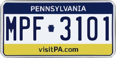 PA license plate MPF3101