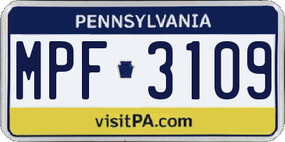 PA license plate MPF3109