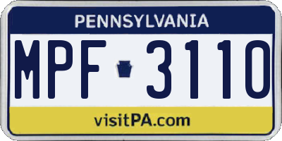 PA license plate MPF3110