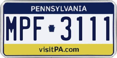 PA license plate MPF3111