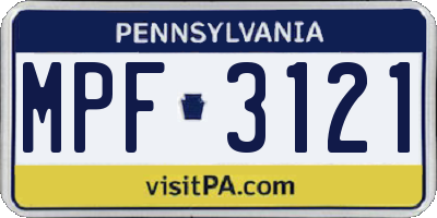 PA license plate MPF3121