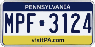 PA license plate MPF3124