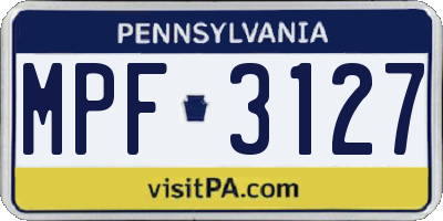 PA license plate MPF3127