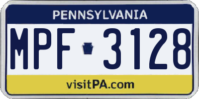 PA license plate MPF3128