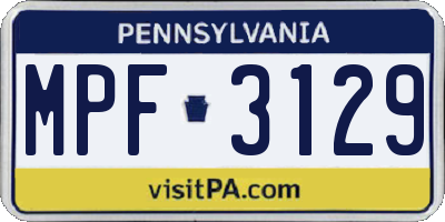 PA license plate MPF3129
