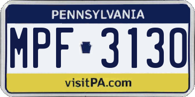 PA license plate MPF3130
