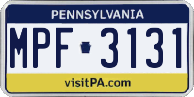 PA license plate MPF3131