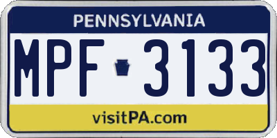 PA license plate MPF3133