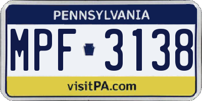 PA license plate MPF3138