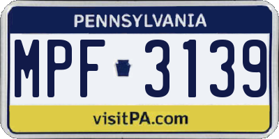 PA license plate MPF3139