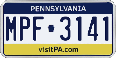 PA license plate MPF3141