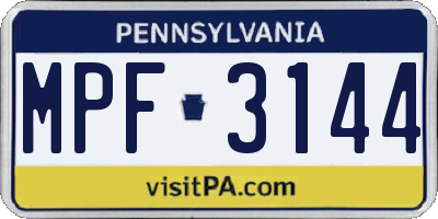 PA license plate MPF3144