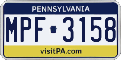 PA license plate MPF3158