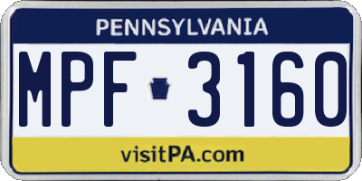 PA license plate MPF3160