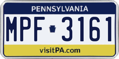 PA license plate MPF3161