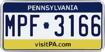 PA license plate MPF3166