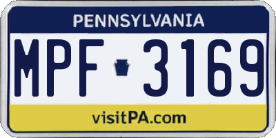 PA license plate MPF3169