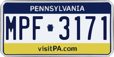 PA license plate MPF3171