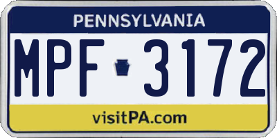 PA license plate MPF3172