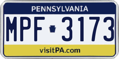PA license plate MPF3173