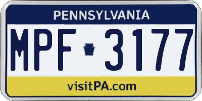 PA license plate MPF3177