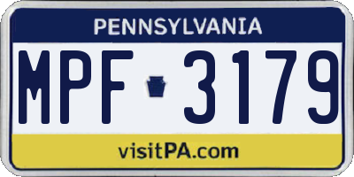 PA license plate MPF3179