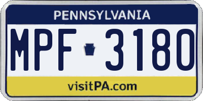 PA license plate MPF3180