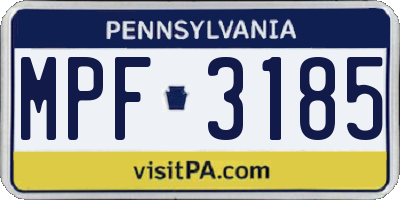 PA license plate MPF3185