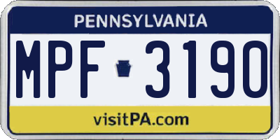 PA license plate MPF3190